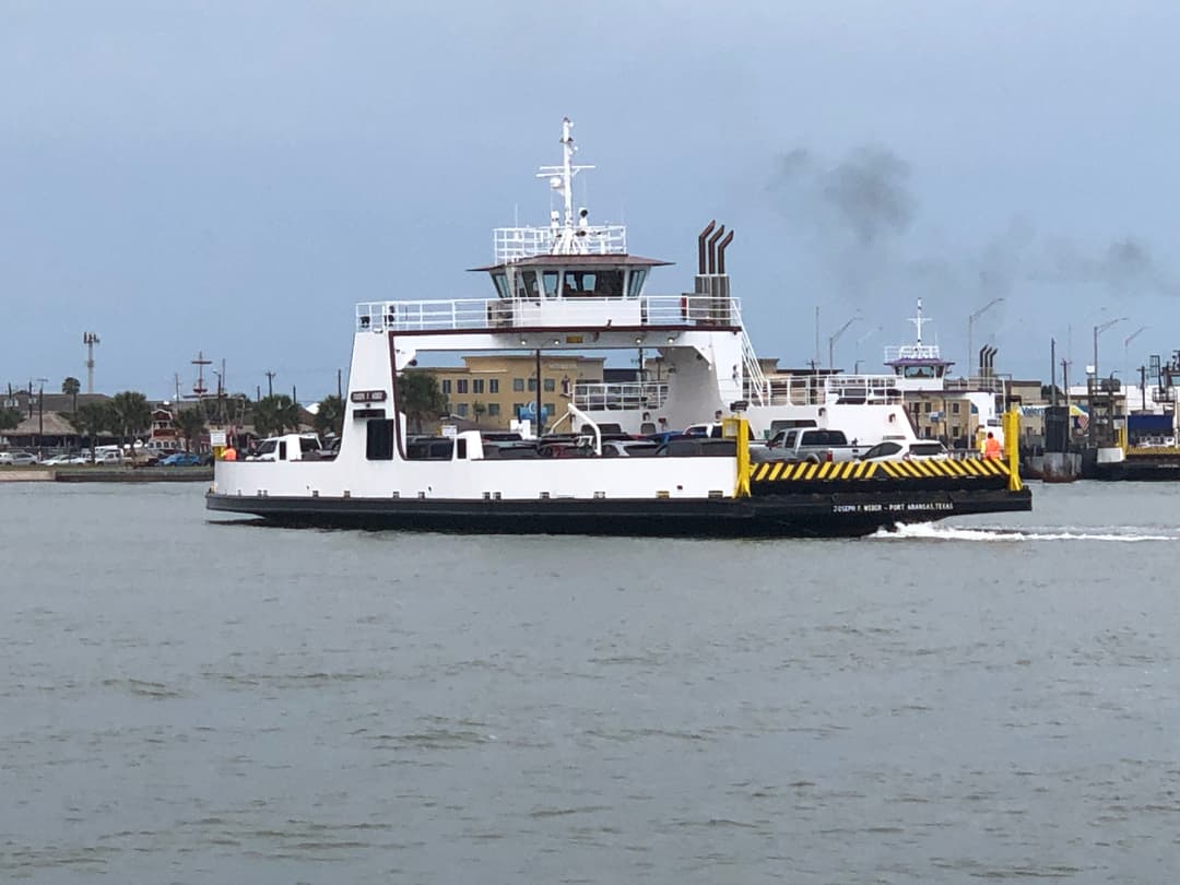 Port Aransas free TxDOT ferry crossing the Corpus Christi Ship Channel