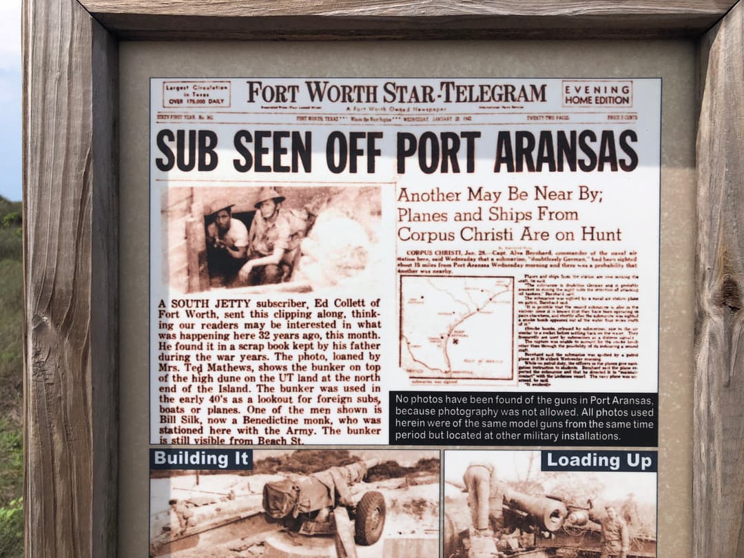 WWII concrete bunker gun emplacement Port Aransas Texas Gulf defense