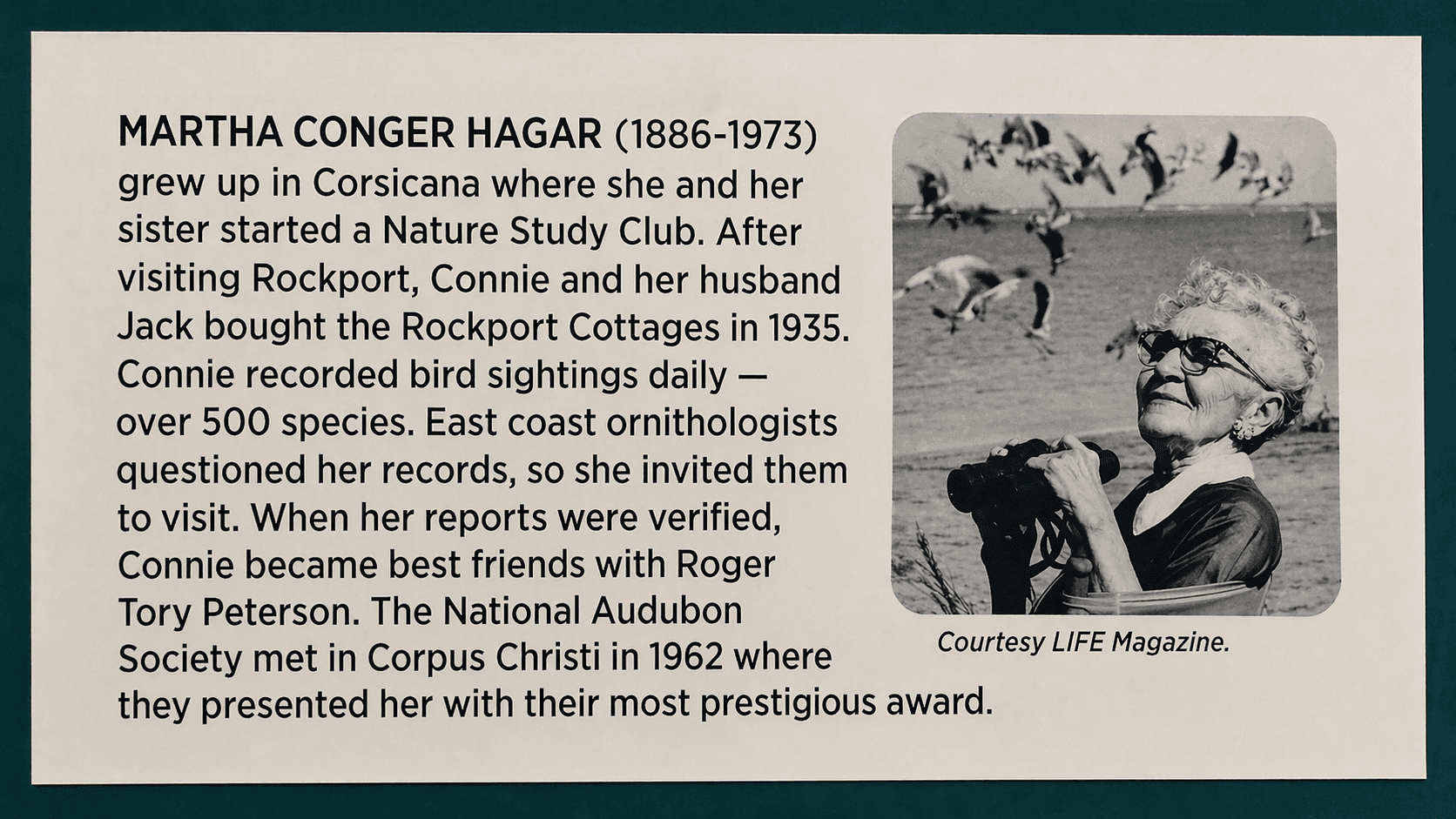 Martha Conger Hagar 1886-1973 museum display at History Center for Aransas County