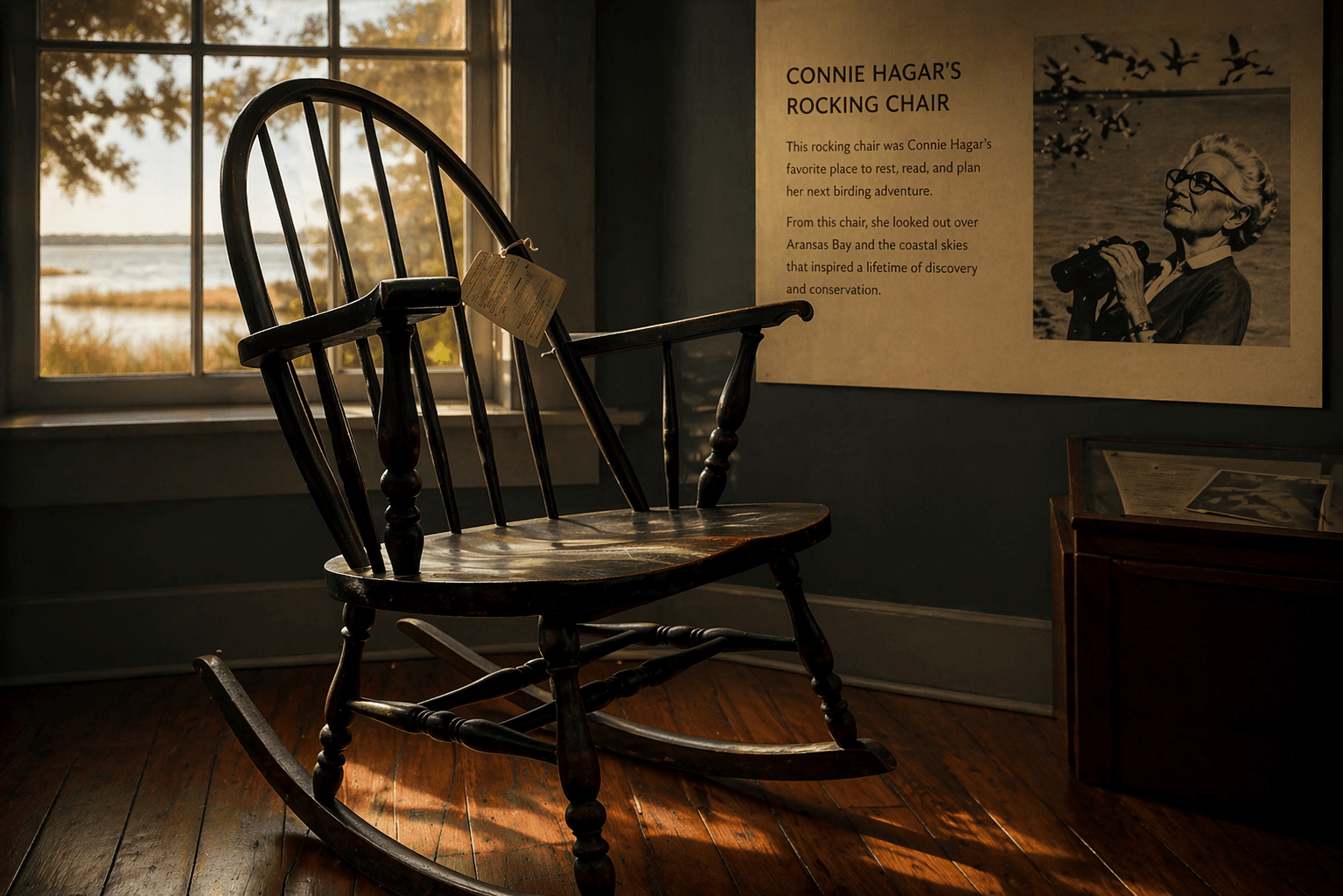 Connie Hagar's rocking chair at the History Center for Aransas County Rockport Texas