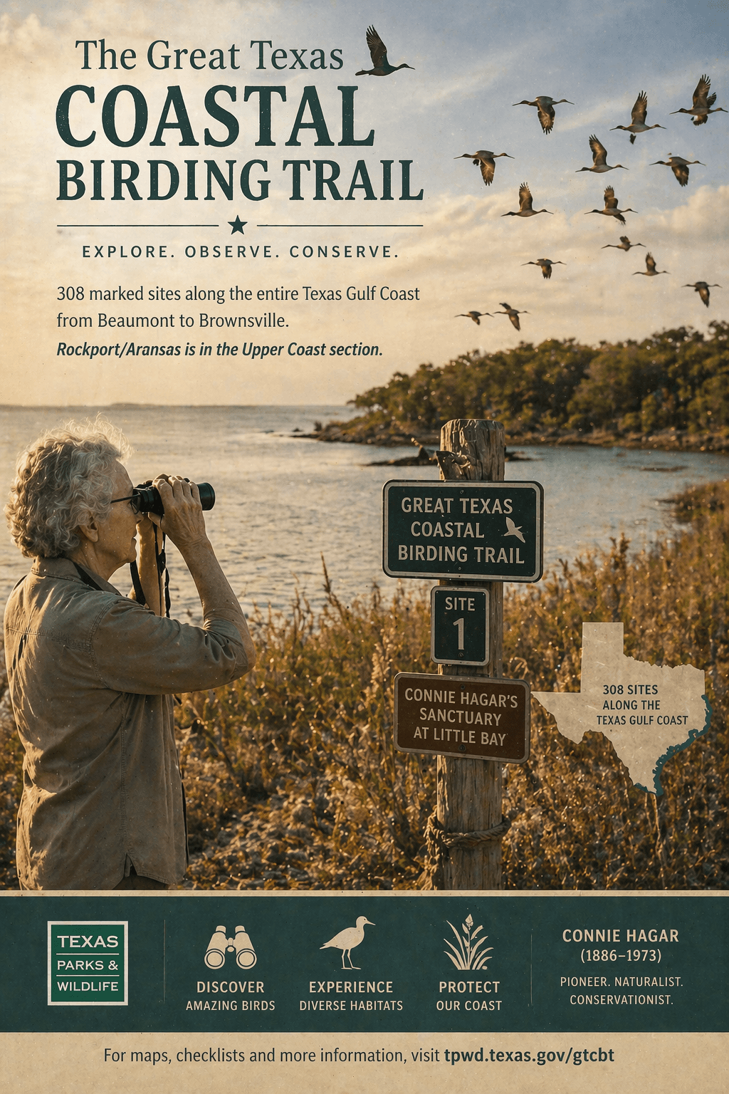 Great Texas Coastal Birding Trail Site 1 — Connie Hagar's Sanctuary at Little Bay, Rockport Texas