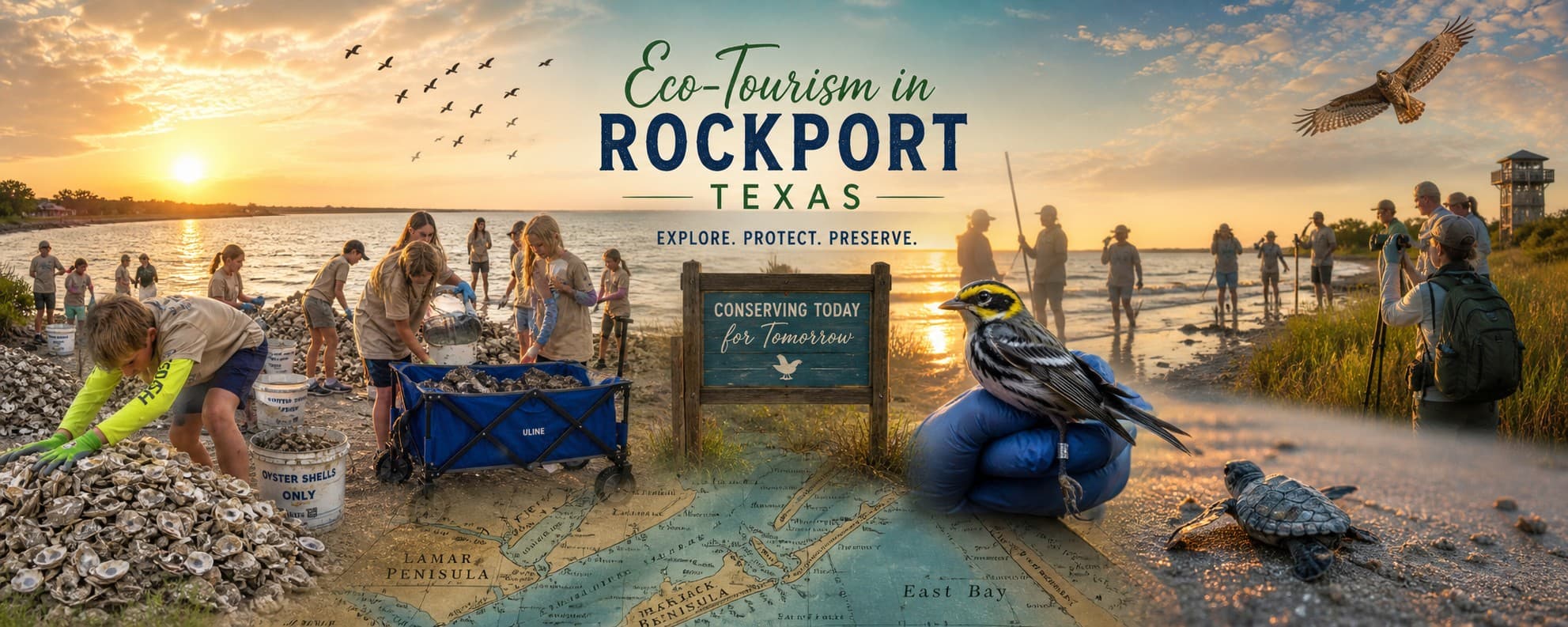 Eco-tourism and conservation in Rockport Texas — coastal wildlife and bay restoration