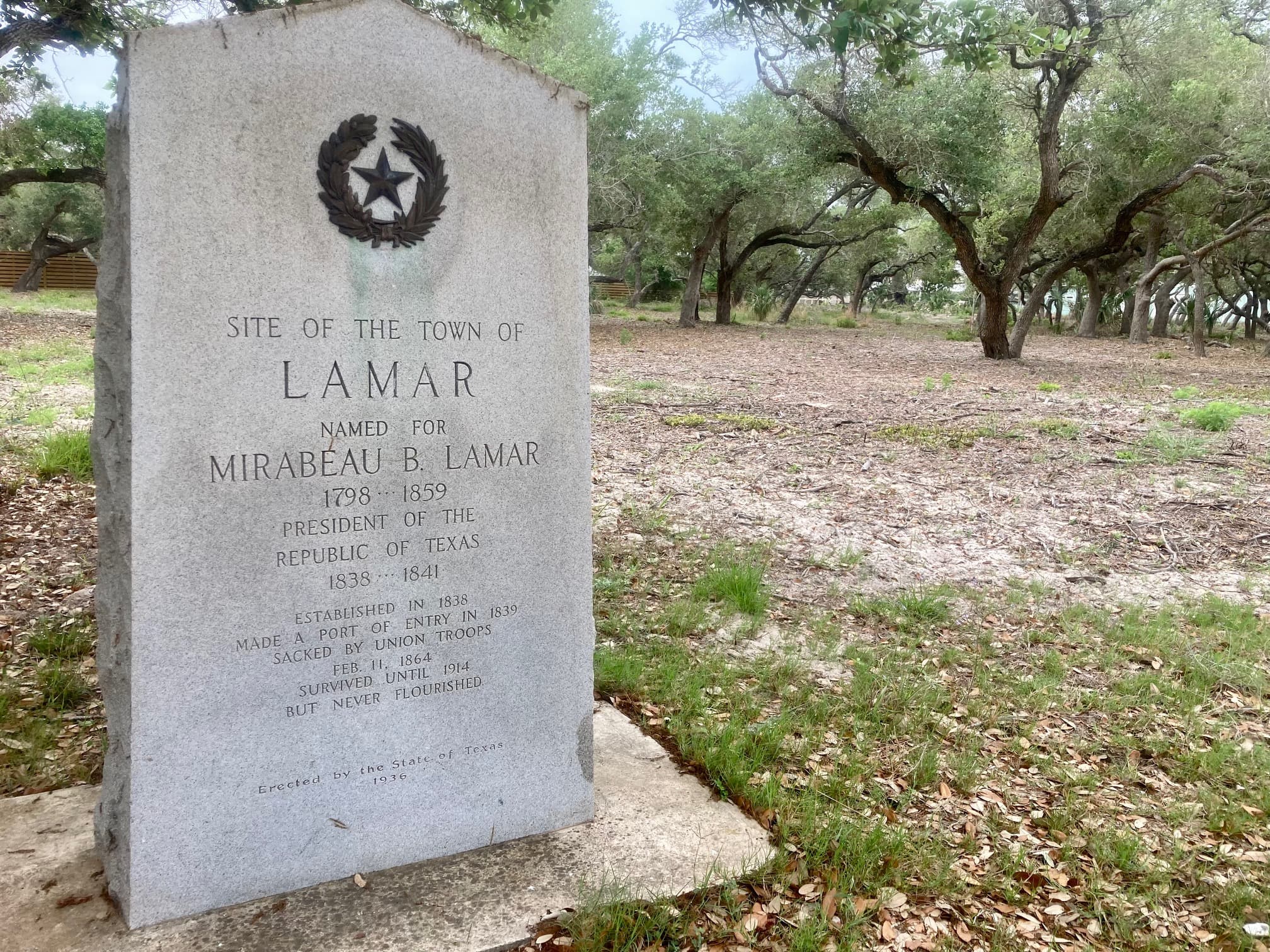 Lamar Townsite historical marker, Lamar Texas — marking the location of the original 1838 town founded by Captain James W. Byrne