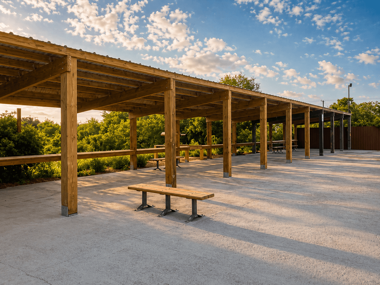 Large covered wooden pavilion at Linda Castro Nature Sanctuary Rockport Texas