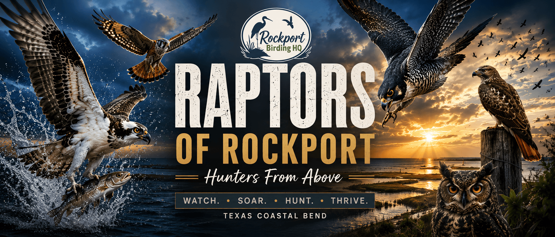 Raptors of Rockport Texas at sunset — hawks owls and falcons