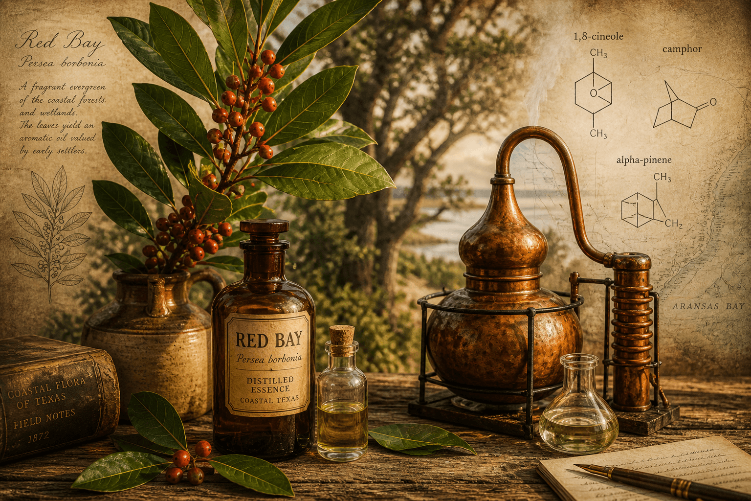 Red Bay essential oil distillation — Persea borbonia aromatic compounds