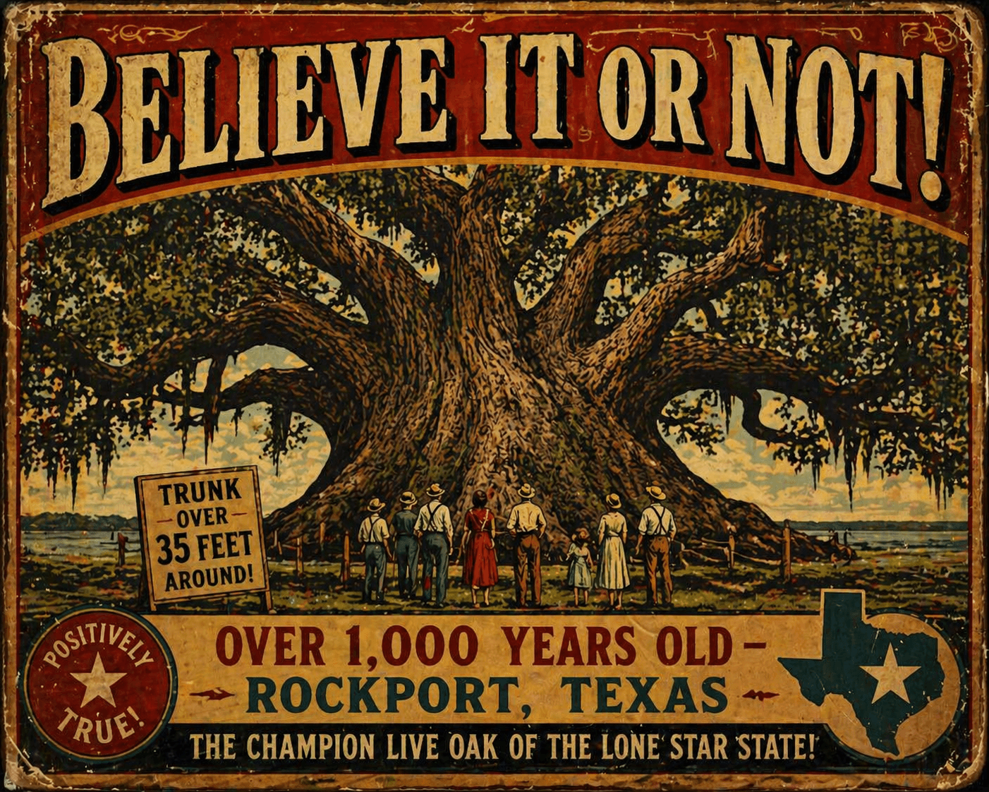 Ripley's Believe It or Not poster — Big Tree Champion Live Oak Rockport Texas over 1000 years old