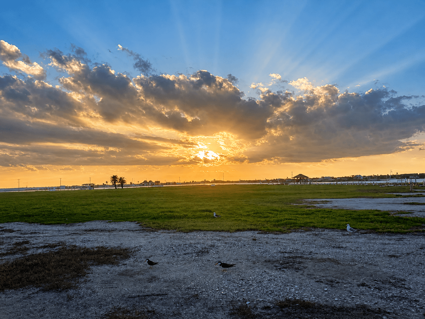 Golden sunset over Rockport Beach bird sanctuary