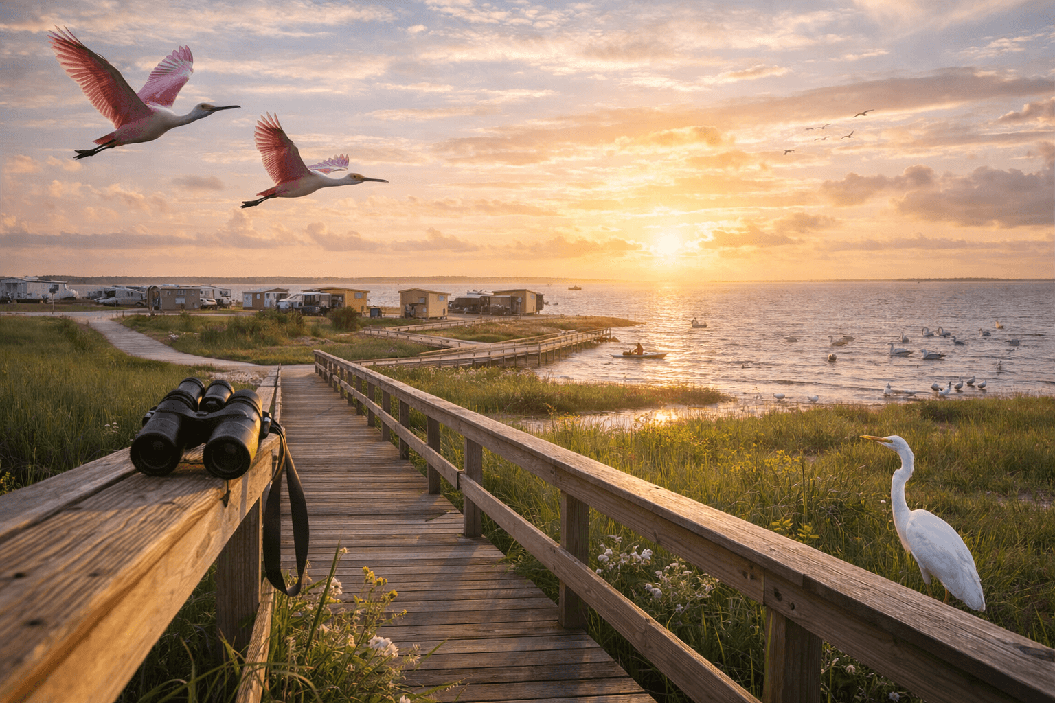 Goose Island State Park at sunrise — home to the 1,000-year-old Big Tree live oak and outstanding year-round bay birding