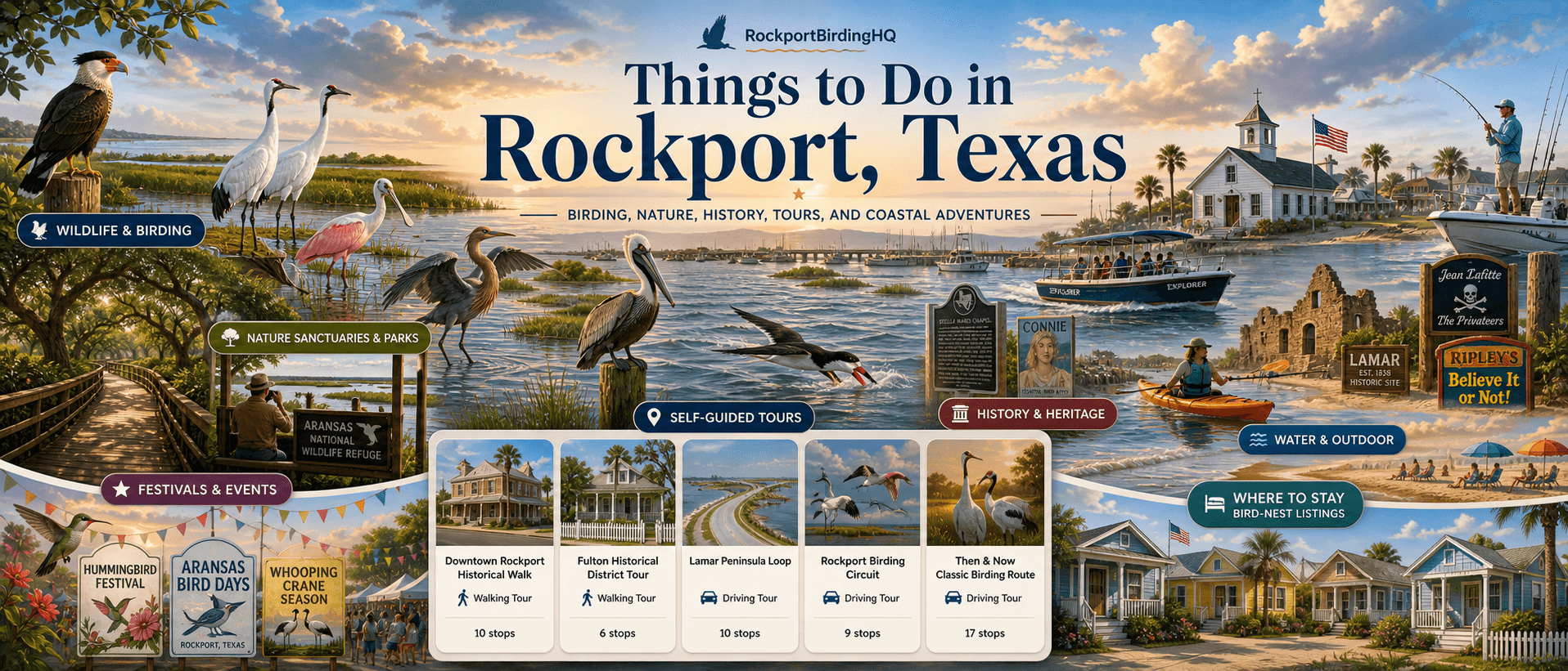 Things to Do in Rockport Texas — birding, nature, history, tours, and coastal adventures