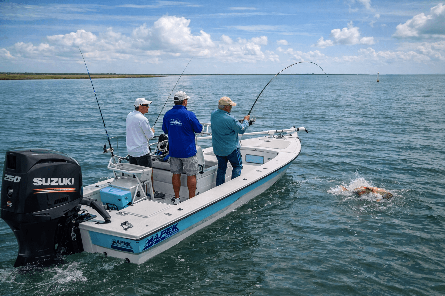 Fishing guide on Aransas Bay, Rockport Texas — where fishing and birding share the same water
