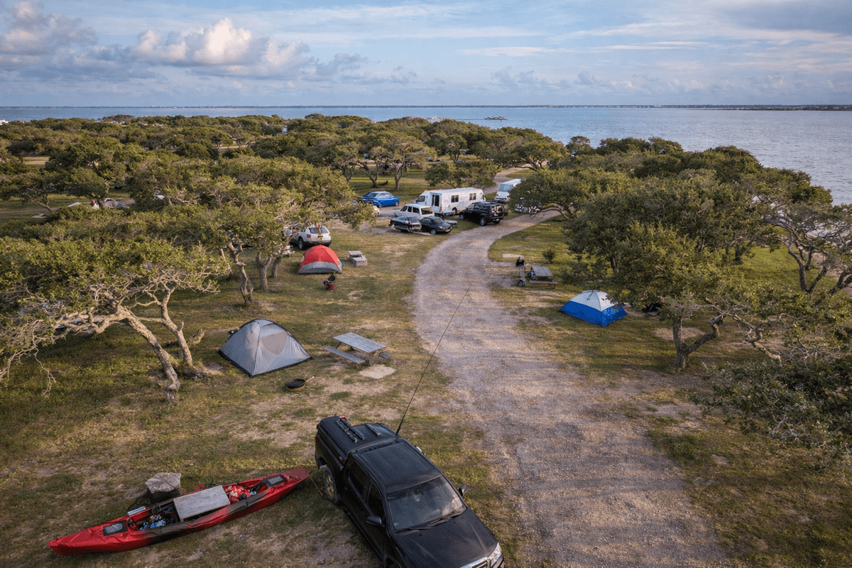 Camping at Goose Island State Park, Rockport Texas — birding right from your tent