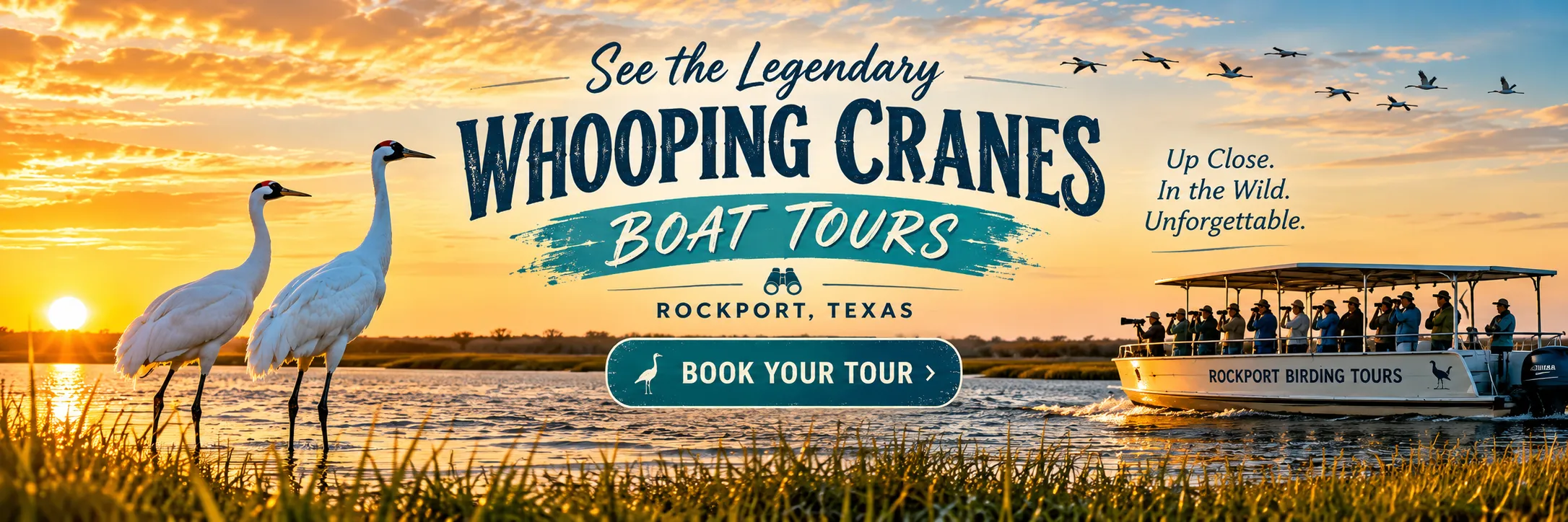 See the Legendary Whooping Cranes — Boat Tours · Rockport, Texas · Book Your Tour