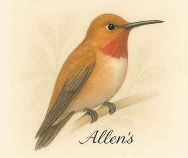 Allen's Hummingbird with rufous and green plumage
