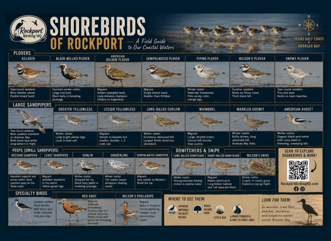 Shorebirds of Rockport Texas field guide identification chart