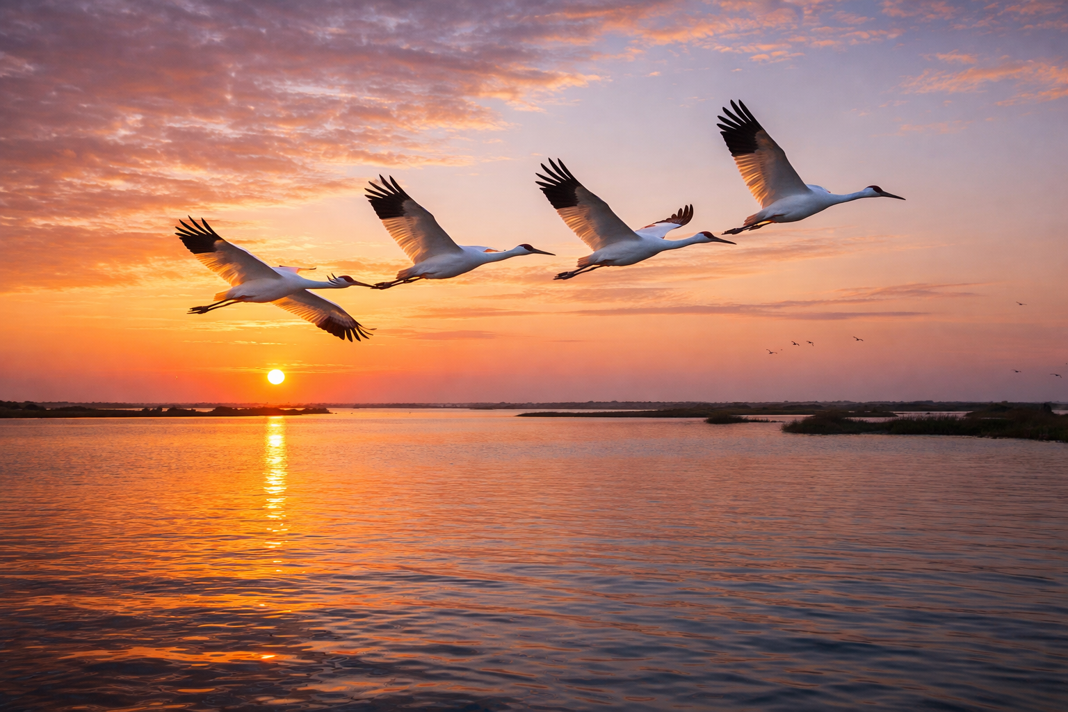 Whooping cranes at Aransas National Wildlife Refuge Rockport Texas