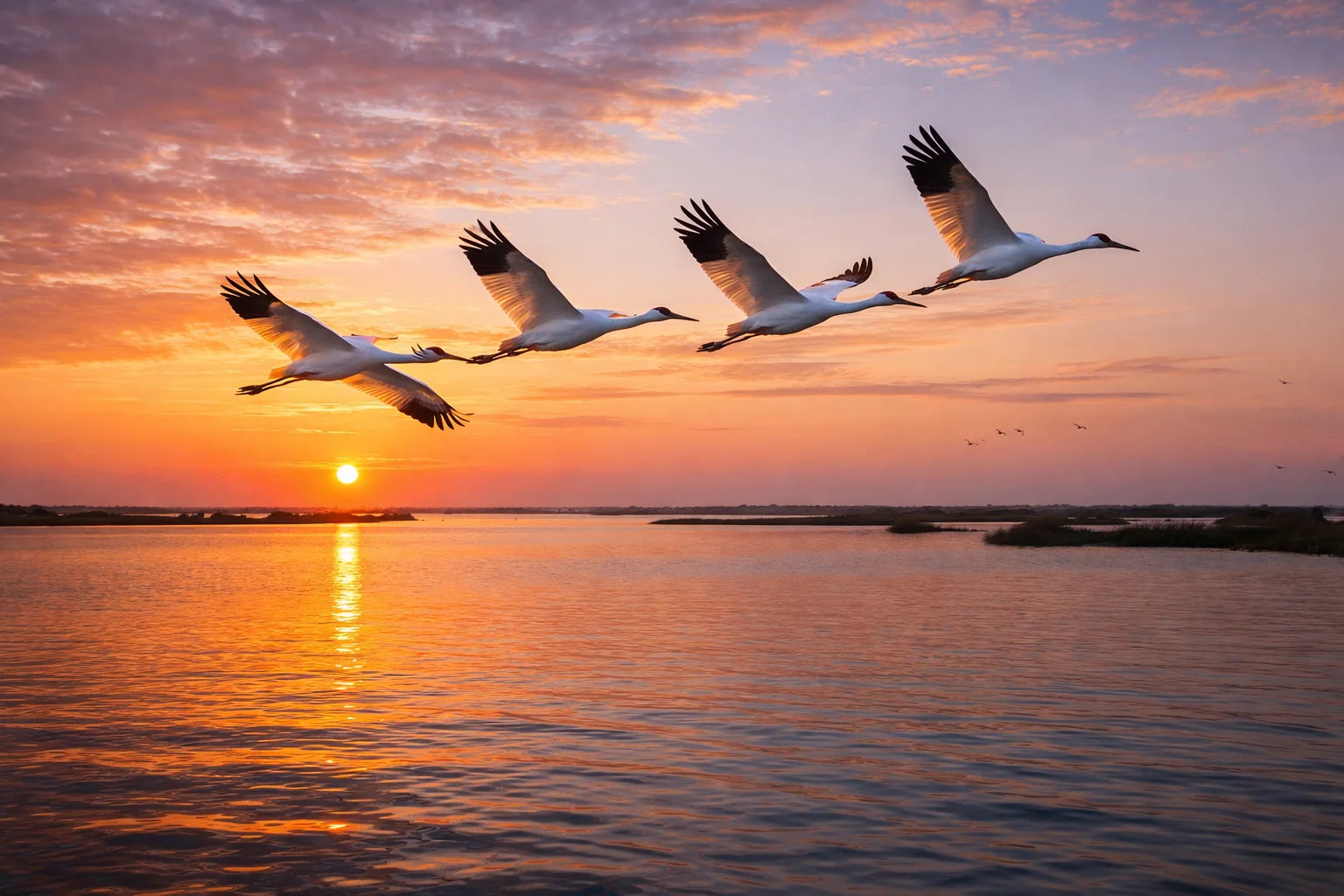 Whooping cranes at Aransas National Wildlife Refuge Rockport Texas